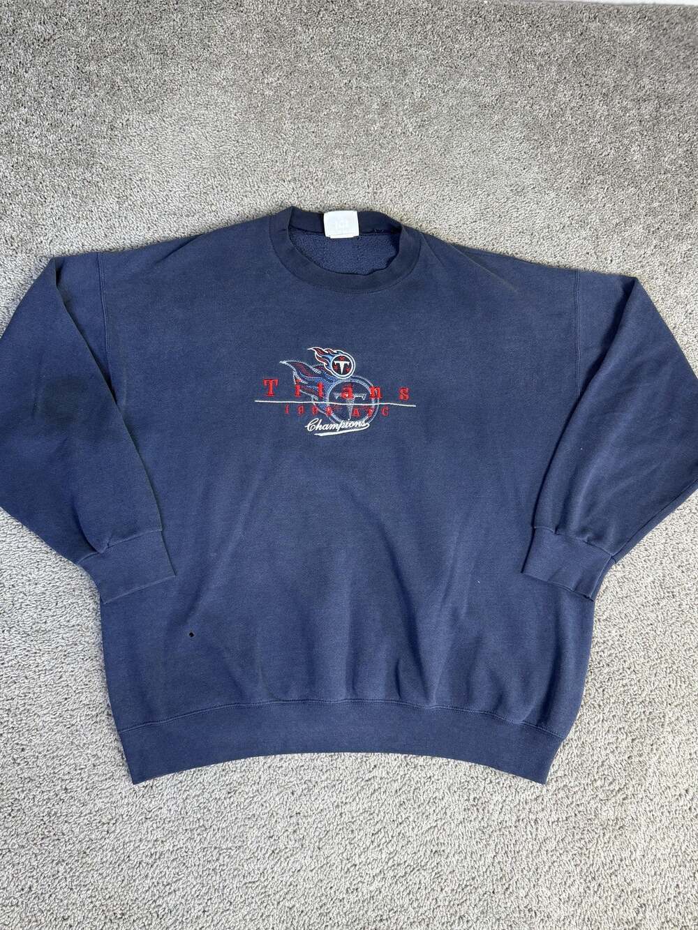 Vintage Tennessee Titans Sweatshirt Mens 2XL Blue 1999 AFC Champions NFL 90s